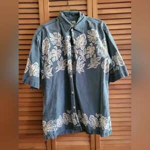 Arizona Jean Company Blue Short-Sleeve Hawaiian Button-Down Shirt